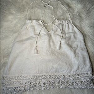 Abercrombie & Fitch White Top with Crochet Trim Size Medium
